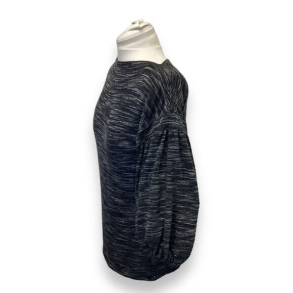 Max Edition Women’s Oversized Balloon Sleeve Marled Sweater, Black, size M - Picture 3 of 7